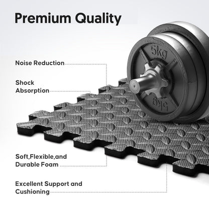 Home Gym Mat, Puzzle Exercise Mat, EVA Interlocking Foam Floor Tiles for Home Workout Equipment and Kids' Play Areas - Black, 24 in x 24 in x ½ in - 12 Tiles (Black, 12 Pack, 48 SQ FT)