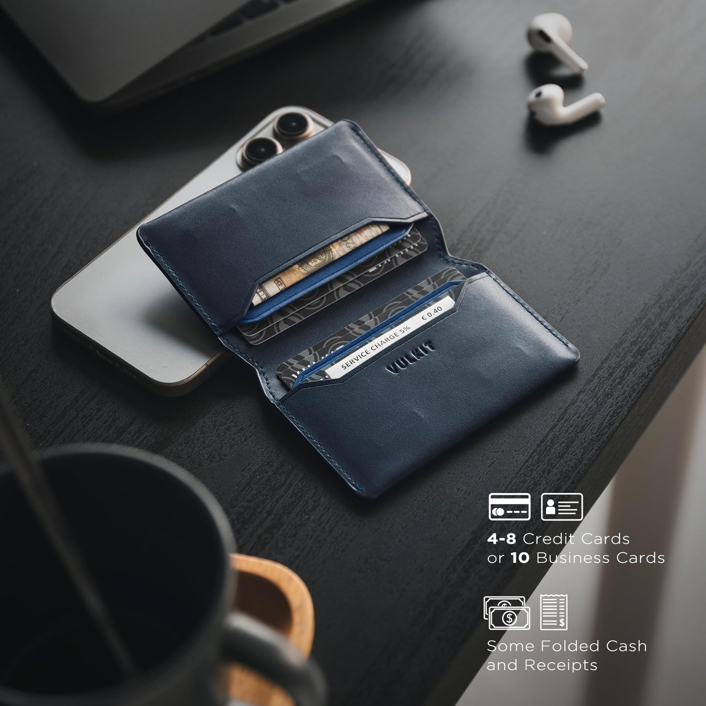 VULKIT Slim Minimalist Card Holder RFID Blocking Leather Credit Card Holder Front Pocket Wallet Magnetic Closure
