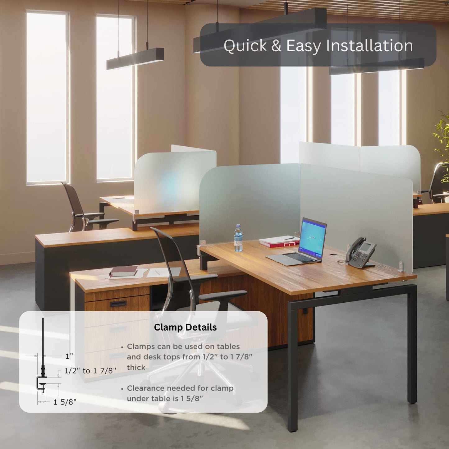 Desk Divider for Students and Desk Privacy Panel. Office Partitions and Ideal Cubicle Light Shield. Frosted Acrylic Clamp-on Desk Partition - 29” W x 18”H Divider