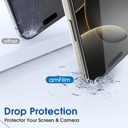 amFilm Easiest Installation OneTouch for iPhone 14 Pro [6.1 Inch] Screen Protector Tempered Glass, Auto-Alignment Tech, Bubble Free and Full Coverage Case Friendly, Anti-Scratch 2 Pack