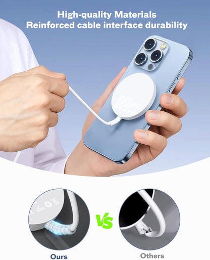 Magnetic Wireless Magsafe Charger iPhone: Fast Charging Pad for iPhone 17/16/15/14/13/12 Series & AirPods Pro 4-2, Strong Magnet, Dual Ports, Case-Friendly, Lightweight for Travel Home Office Desk