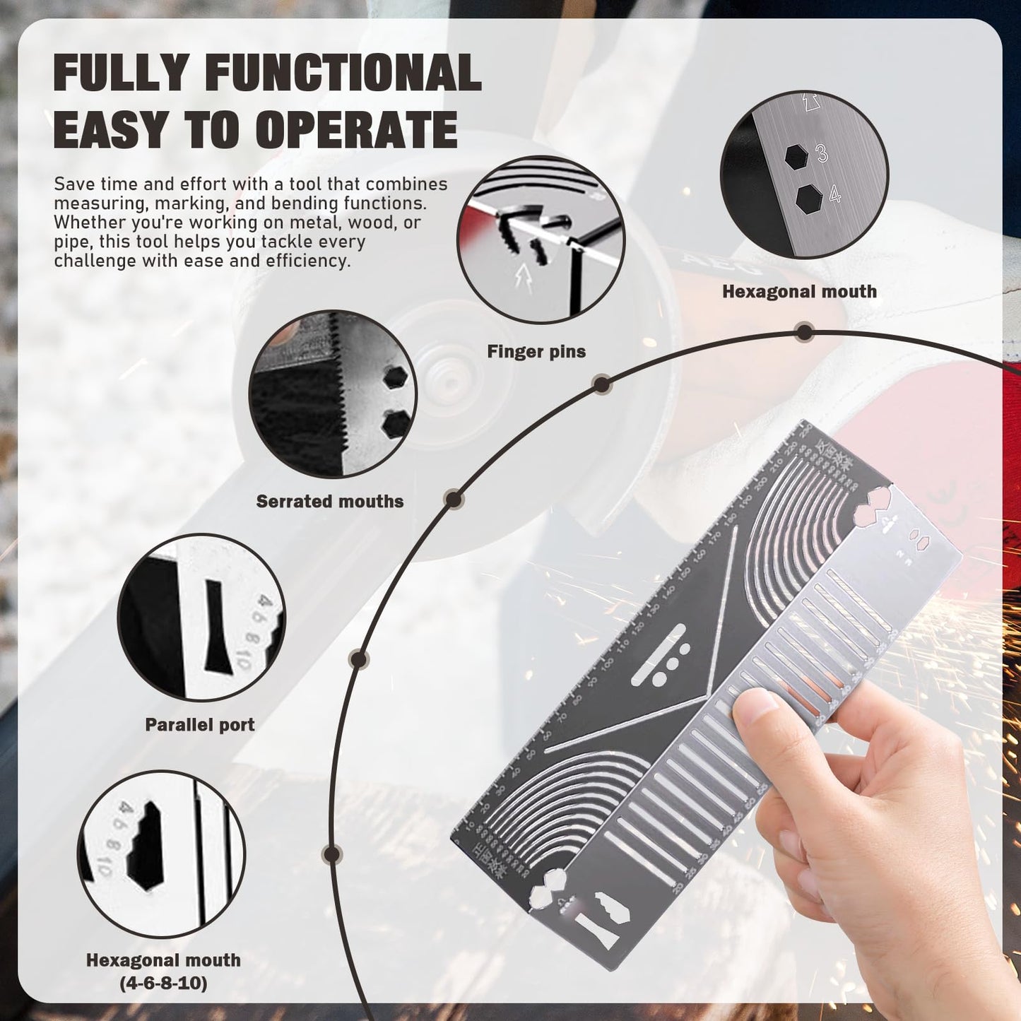 Xanadued 3 Pack Metal Marking Tool, Regla Giratoria Para Perfiles Metalicos, Precision Flex Angle and Arc Marker, Angle & Arc Marking Tool, Square Steel Pipe Bend Marking Tool