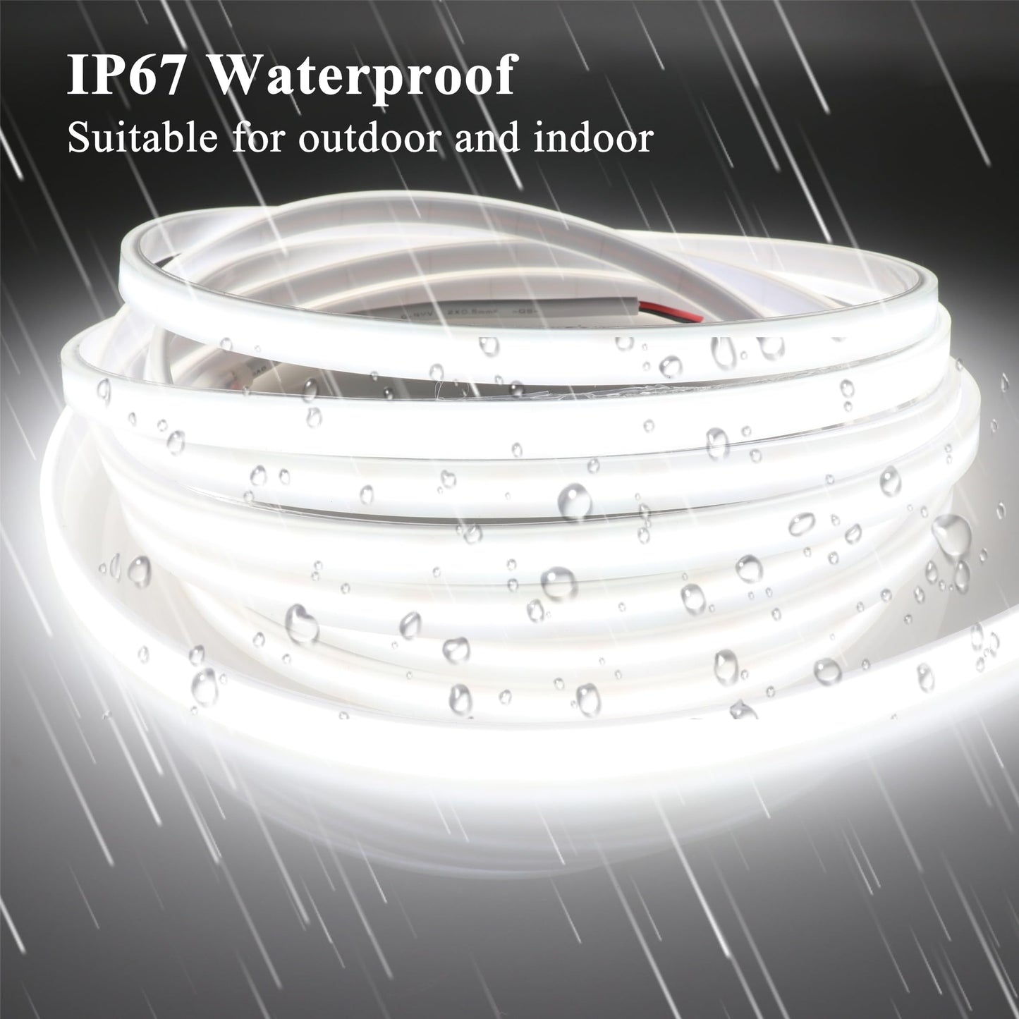 LEDENET COB LED Strip Lights Waterproof IP67 White 6000K DC12V 16.4ft/5m 480LEDs/m CRI94 Dotless LED Rope Lights for Living Room Cabinets Outdoor DIY Lighting