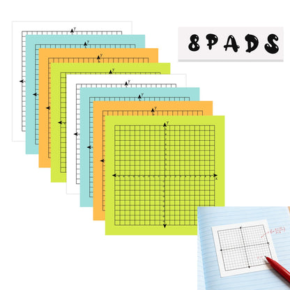 Graph Sticky Notes 3x3 Inch Grid Sticky Notes Math Supply Coordinate Plane Sticky Notes for Math Class Office School Supplies,8 Pads