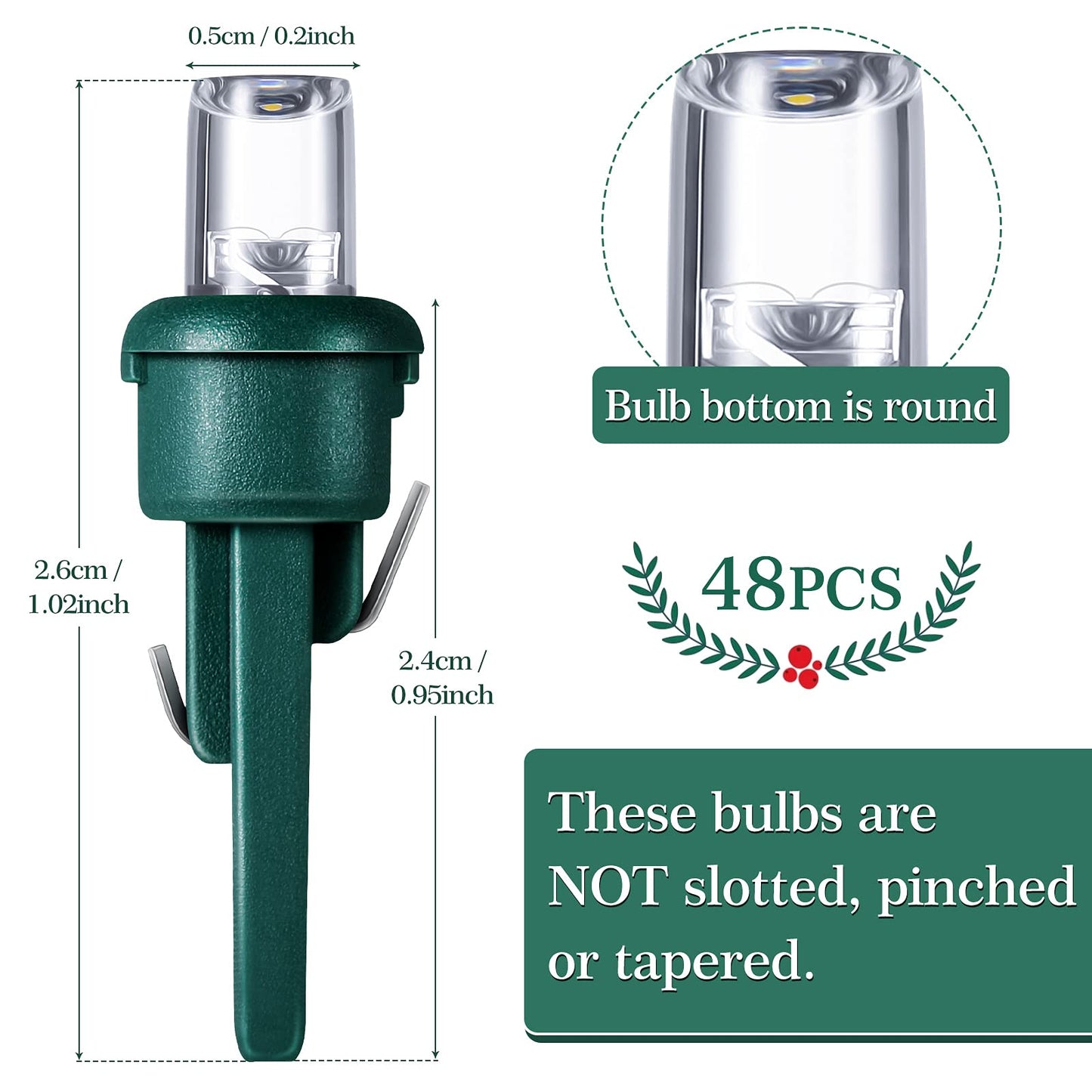 Honoson 180 Count 5 mm Winter LED Replacement Bulbs Bulk Wide Angle Winter LED Light Bulbs String Replacement Festival Light Garland Outdoor Tree Home Decoration (Green Base with Cold White Bulb)