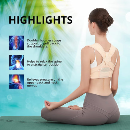 Posture Corrector for Back Support: Adjustable Shoulder Posture Brace for Men and Women (Black, Small/M)