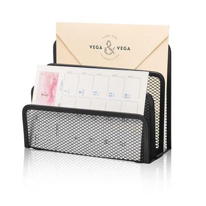 wishacc Desk Mail Organizer Small File Holders Letter Organizer Metal Mesh Document/Filing/Folders/Paper Organizer for Desktop