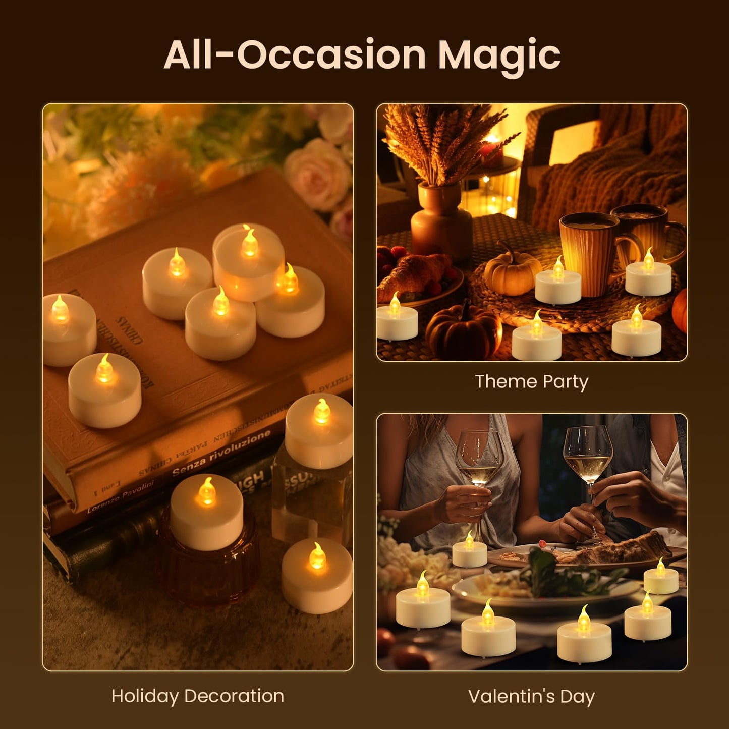 JOSU 12Pcs Flickering Flameless Led Tea Lights Candles Battery Operated, 200+ Hours Fake Electric Candles with Remote Timer, Warmer Lamp White Candlesticks for Home Wedding Party Decor