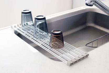 Yamazaki Home Plate Folding Sink Drainer Rack - Kitchen Dish Dryer Large White
