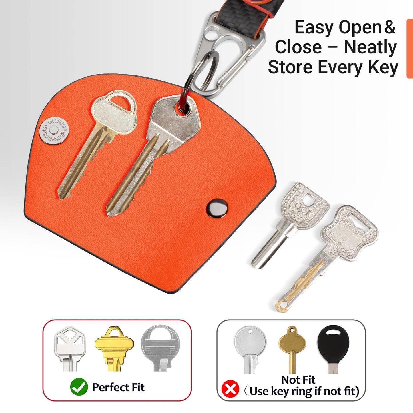Carbon Fiber Key Wrap Keychain, Silent Compact Key Organizer with PU Leather Interior for House Keys, Men & Women