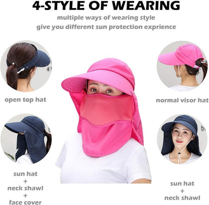 Wide Brim Sun Hat for Women - UV Protection with Detachable Neck Flap | Perfect for Garden, Fishing & Hiking