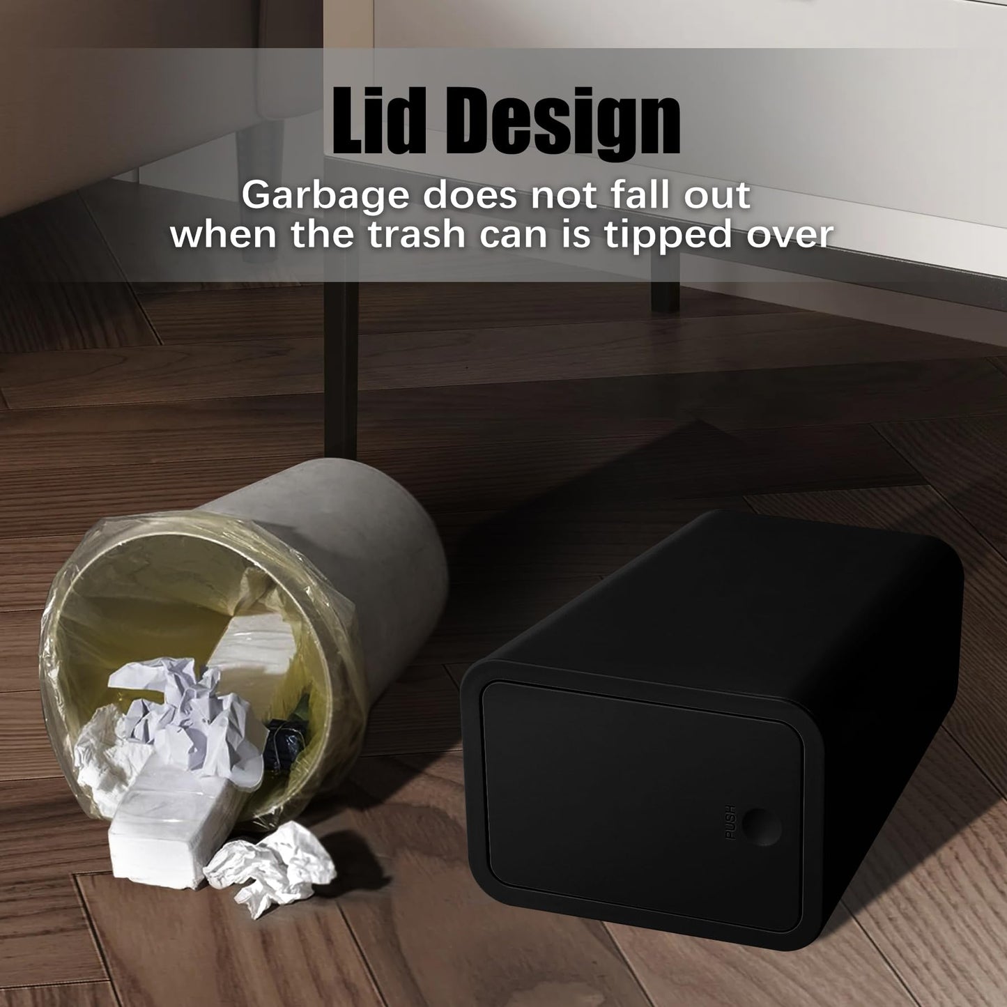 TIPGO Bathroom Trash Can with Lid, 10 Liter/ 2.6 Gallon Slim Garbage Can, Small Trash Bin Waste Basket with Pop-Up Lid for Kitchen, Bedroom, Living Room, Office (Black)