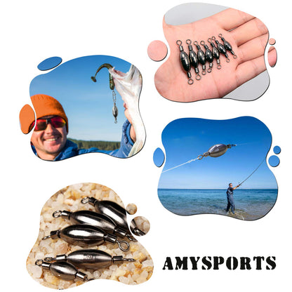 AMYSPORTS Saltwater Fishing Weights Swivel Bullet Sinkers Fishing Weight Brass Fishing Weights Freshwater Bass Sinker Weight with Swivel Rolling 15pcs 1/8oz