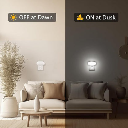 Briignite Plug in Night Light with Dusk to Dawn Sensor Night Lights Plug into Wall, Night Lights 2Pack, Adjustable Brightness, Daylight White Night Light for Kids 1W for Bedroom, Bathroom Stair