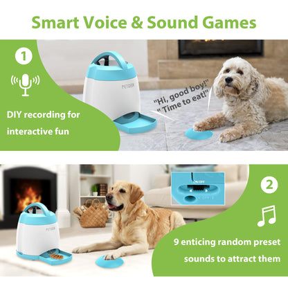 PETGEEK Dog Food Dispenser Toy, Treat Dispensing Dog Toys for IQ Training, Interactive Puzzle Toys to Keep Them Busy, 3000mAh USB Rechargeable Pet Treat Dispenser with Push Remote Button, 400ml