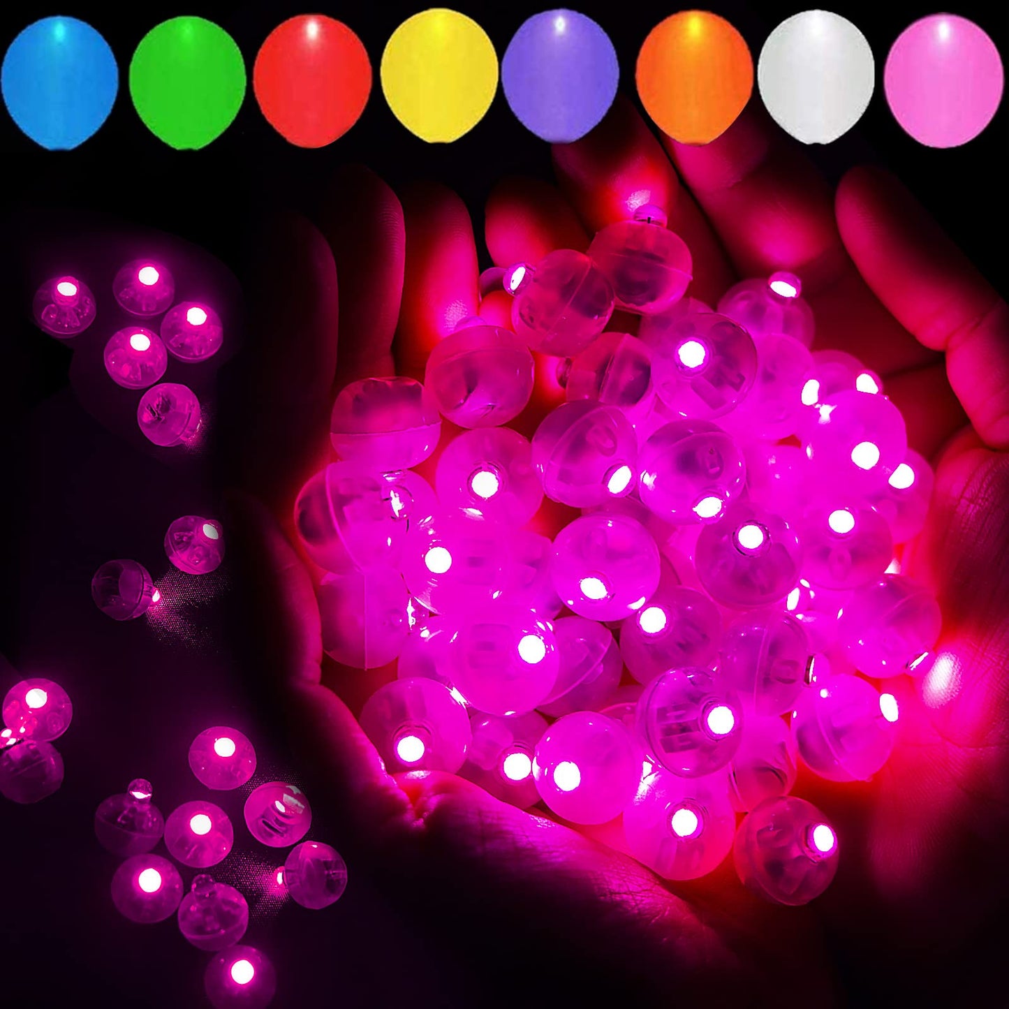200pcs Pink LED Balloon Light, Mini Tiny Light Round Led Ball Lamp for Paper Lantern Balloon Indoor Outdoor Party Event Birthday Party Wedding Decoration Halloween Christmas Supplies