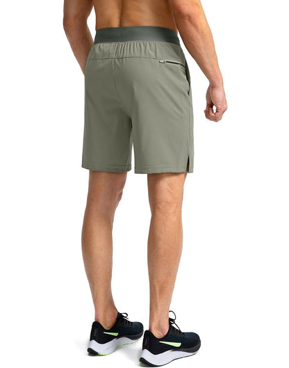 Men's Running Shorts with Zipper Pockets 7 Inch Lightweight Quick Dry Gym Athletic Workout Shorts for Men (Green Sage, 2XS)