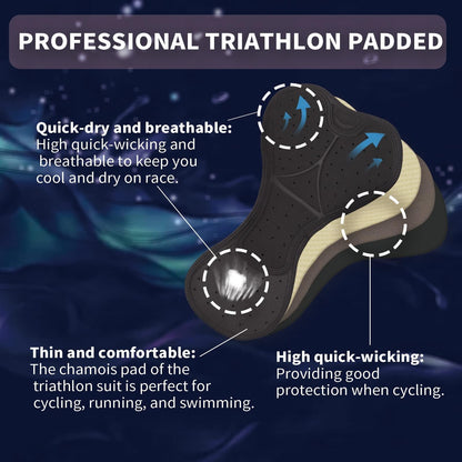 Triathlon Suits Mens One-Piece Sleeveless Trisuits Skin Wet Suit for Running Cycling Swimming