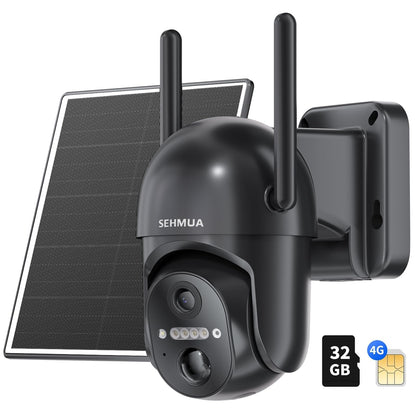 SEHMUA Solar Security Cameras Wireless Outdoor, 2K 360° View Battery Powered Outdoor Camera, WiFi Home Security with Spotlight Color Night Vision, PIR Sensor