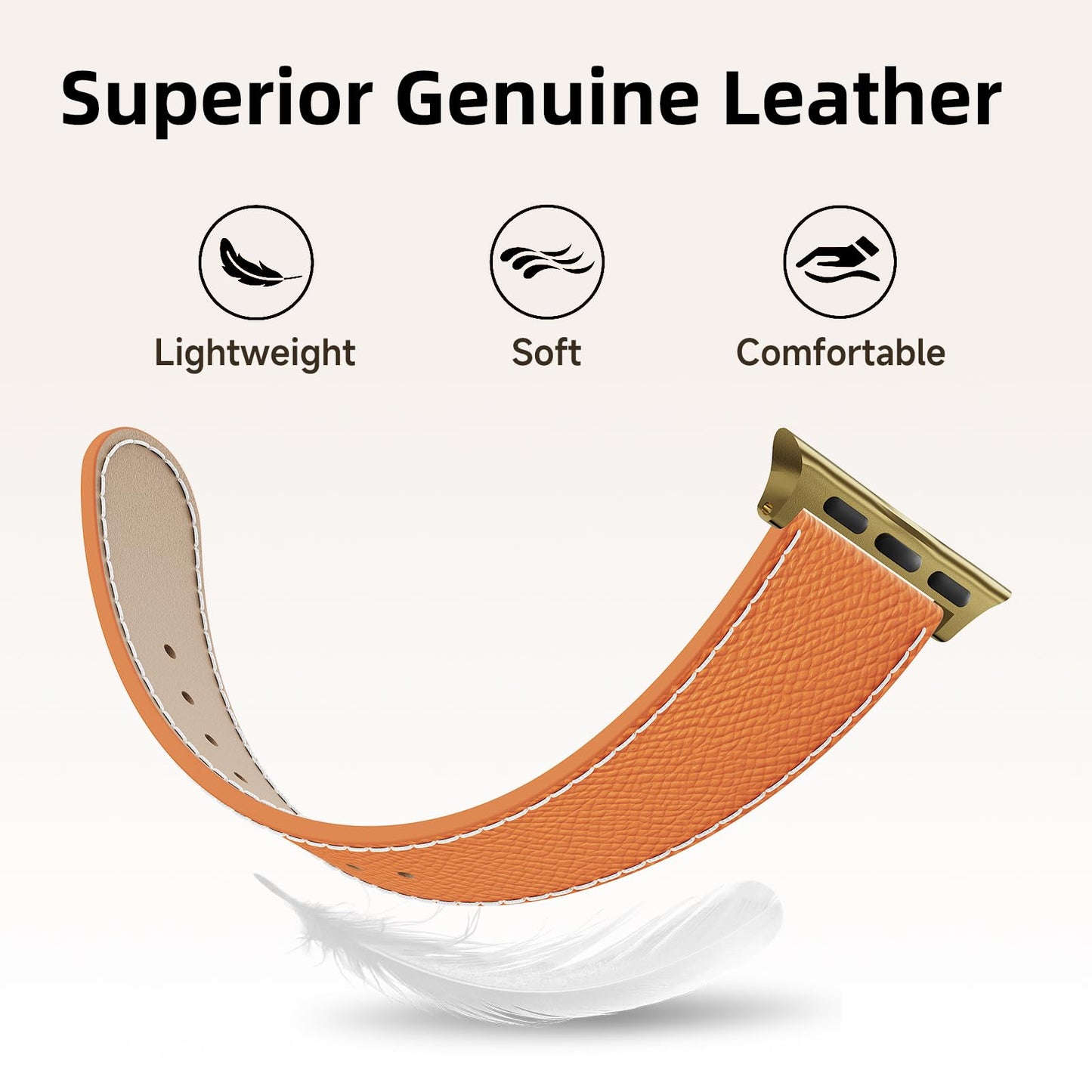 Leather Band Compatible with Apple Watch 49mm46mm45mm44mm42mm41mm 40mm38mm,Stylish Magnetic H Buckle Strap for iWatch Ultra 2/1/SE/Series 10/9/8/7/6/5/4/3/2/1 Women Men (Light Brown Band+Gold H Buckle, 38mm40mm41mm42mm)