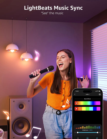 Lepro B1 AI Smart Light Bulbs - WiFi & Bluetooth RGBWW Color Changing LED Bulb Compatible with Alexa & Google Assistant, AI Generated Lighting LLM, AI Voice Control, Music Sync, 2.4GHz Only, 2 Pack
