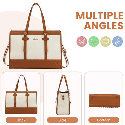 LOVEVOOK Laptop Bag for Women 15.6 inch Canvas Laptop Tote Bag, Large Capacity Work Bag with Clutch Purse, Computer Bag Office Business Briefcase, Casual Handbag for Travel College Teacher School
