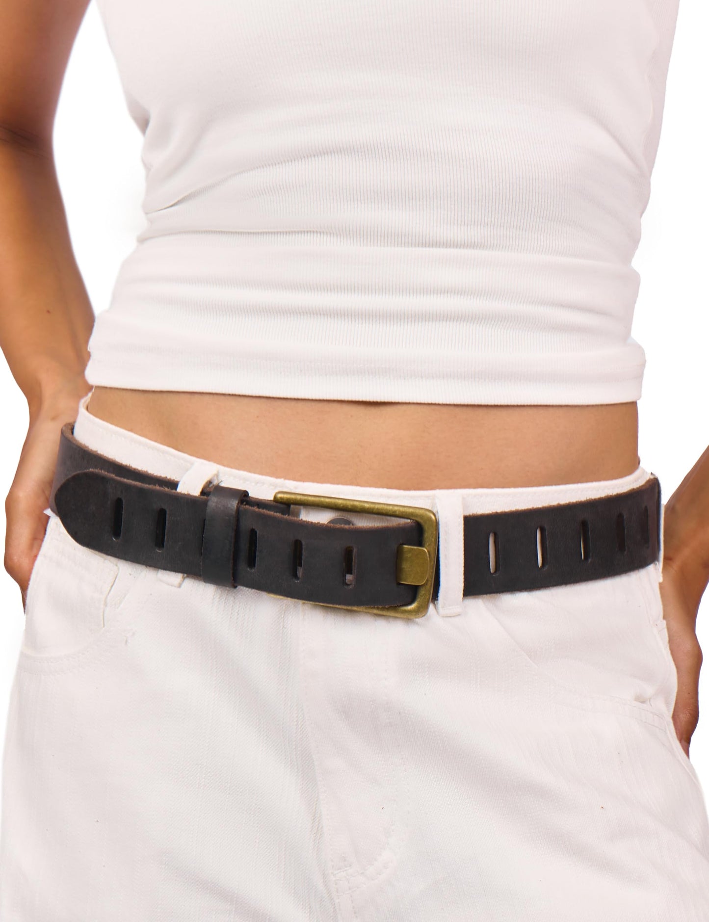 LyzerMia Womens Genuine Leather Belt for Jeans Pants Width 1.57" Western Cowgirl Wide Belts for Ladies with Gift Box, Black, Fit for Low Waist 36"-40"