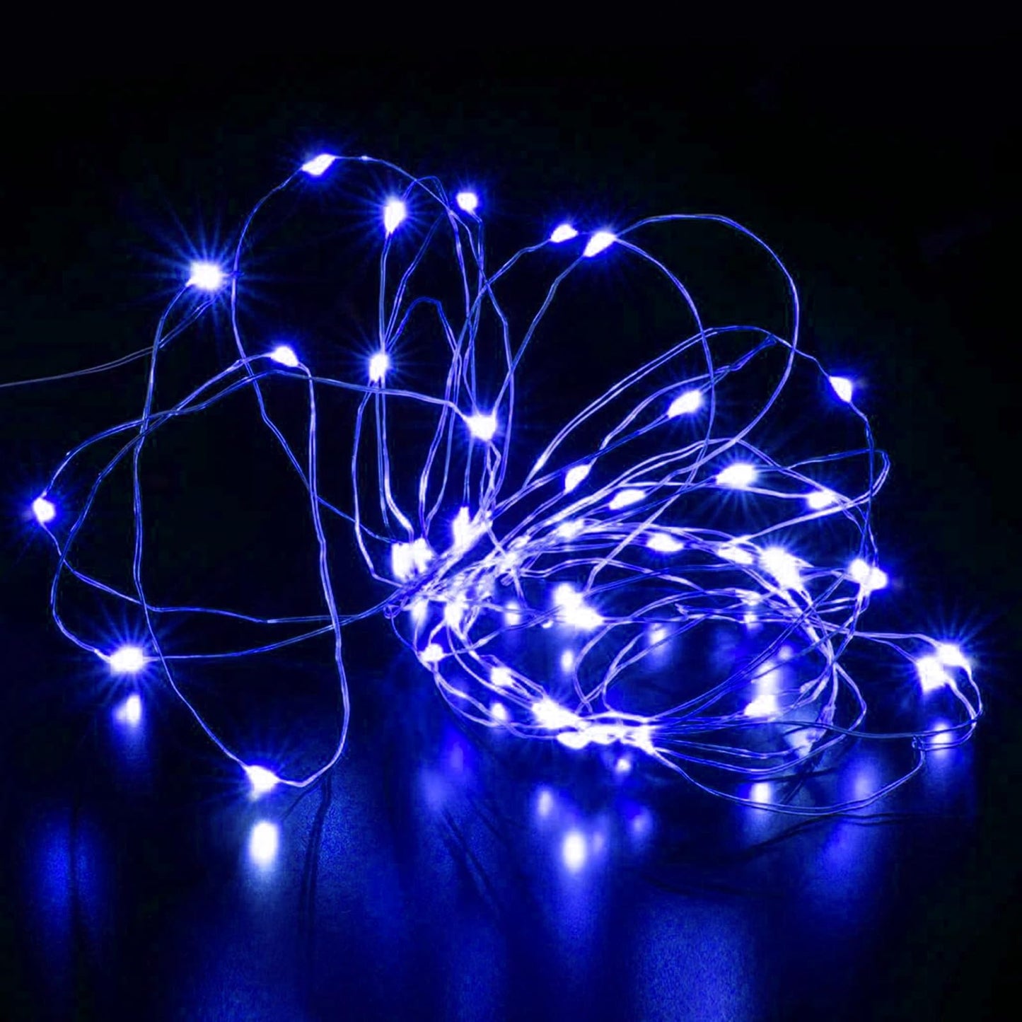 Aogist 2-Pack16FT Fairy Lights with Spool,Ultra-Bright 50 LEDs Battery Operated Copper Wire String Light for Bedroom Christmas Wedding Centerpiece Parties Decoration,Blue