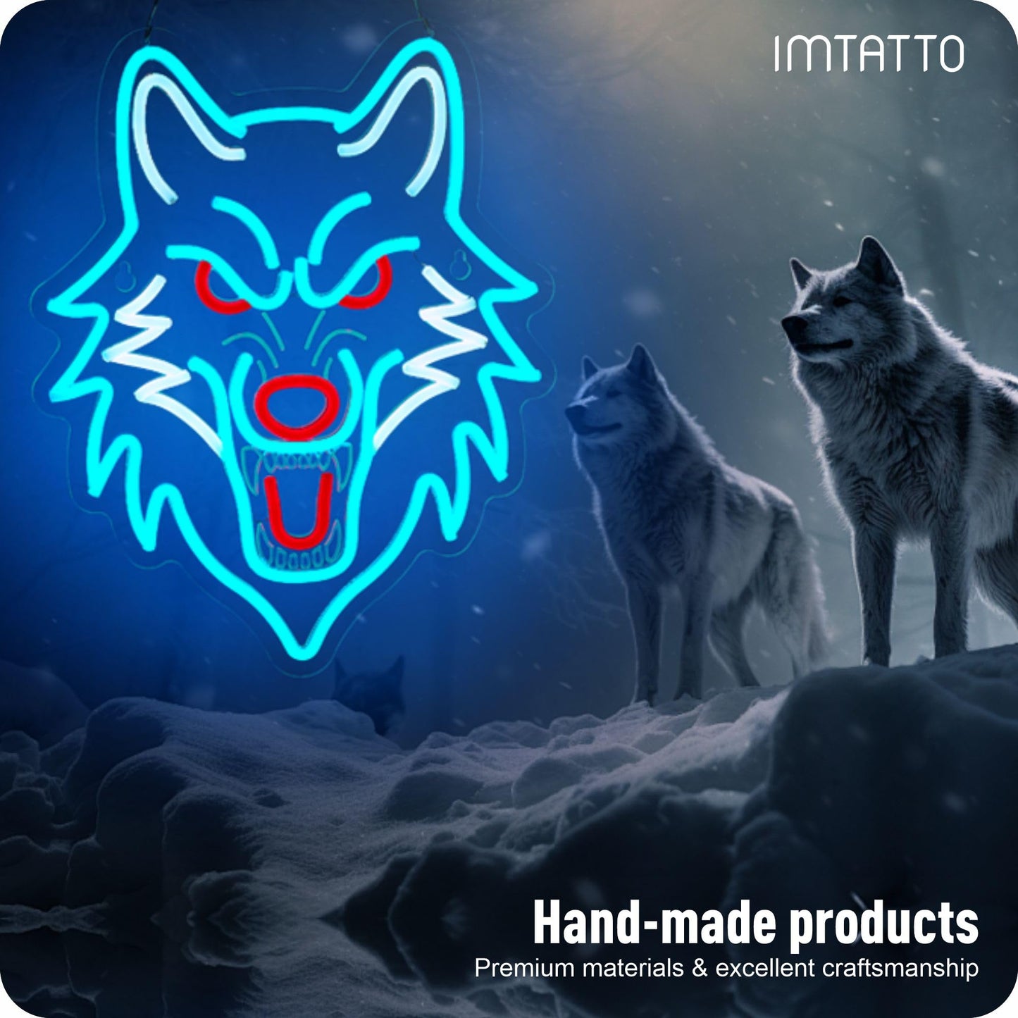 Wolf Neon Sign Wolf LED Light USB Powered Dimmeable Animal Wall Decor Christmas Birthday Gifts for Boys Men Bedroom Living Room Man Cave Home Decoration (Blue Wolf)