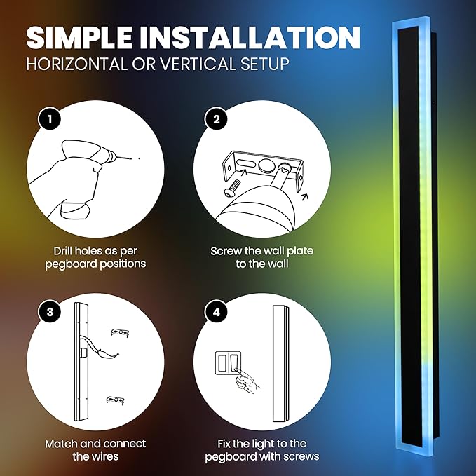 23.6’’ Upgraded Modern RGB Wall Lights – Indoor/Outdoor LED Wall Sconce with Remote & App, Cool/Warm White, Party Mode, IP65 Waterproof & Rustproof – for Home, Business, or Gaming Spaces