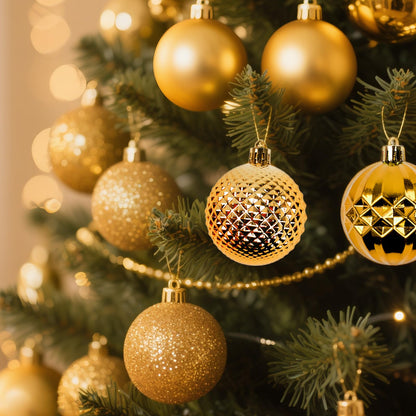 Christmas Tree Decorations Ornament Set, 60ct 2.36 Inches Gold Shatterproof Christmas Ball Ornaments, Hanging Ball for Xmas Holiday Wedding Party Decor