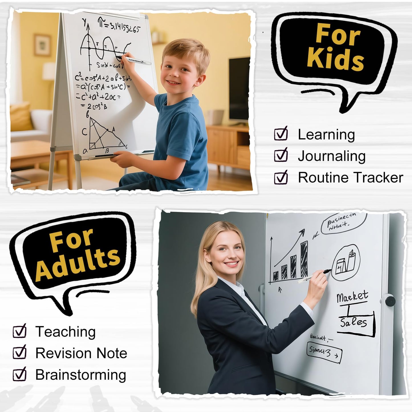 V-Opitos 144 Pack Fine Tip Dry Erase Markers - Bulk Whiteboard Erasable Black Markers, Ideal for School Classroom Office Supplies, Non-Toxic & Easy Clean for White board