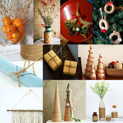 SMART&CASUAL 328Ft Jute Twine String Thin Natural Hemp Twine for Gift Wrapping Craft Plant Garden Christmas Handmade Arts Decoration Packing String Home decor (328 Ft (100M))