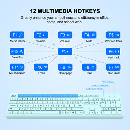 Wireless Keyboard and Mouse Combo, Full Size Silent Ergonomic Keyboard and Mouse, Long Battery Life, Optical Mouse, 2.4G Lag-Free Cordless Mice Keyboard for Computer, Mac, Laptop, PC, Windows