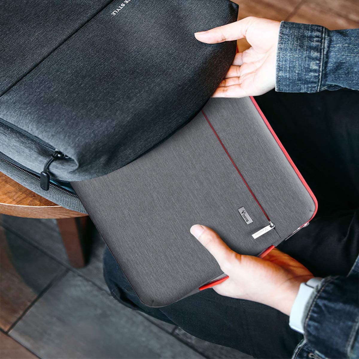 Voova Laptop Sleeve Case 15.6 16 Inch with Handle, 360° Protective Waterproof Slim Computer Bag Cover Compatible with MacBook Pro M2/M3/M4 16, HP Acer Lenovo Yoga ThinkPad Asus Laptop, Grey