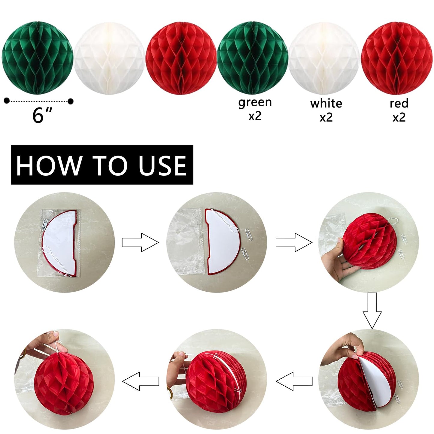 Christmas Birthday Party Decorations for Boys Girls, Pre-Strung Red-Green White Happy Birthday Banner with Honeycomb Balls, Christmas Tree Hanging Swirls, Circle Dots Garland, Triangle Pennant
