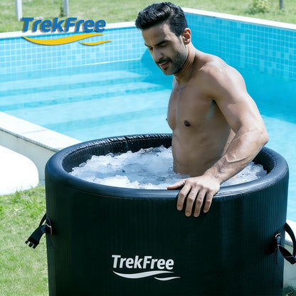 TrekFree Oval Ice Bath Tub for Athletes – Portable Cold Immersion Tub with Insulated Lid, Suitable for Indoor & Outdoor Use,Insulated Inflatable Ice Bath Designed for Cold Plunges and Adult Bathing