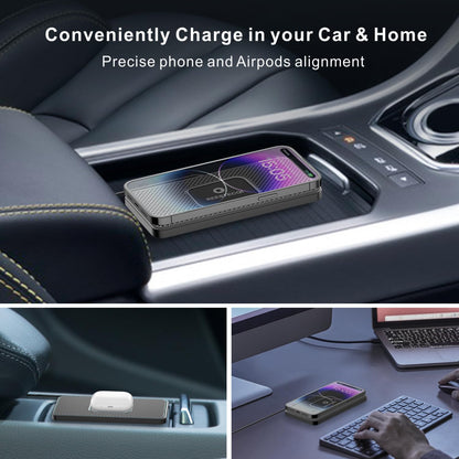 Wireless Car Charger Pad, REESTECQI 15W Wireless Charging Pad for Car Non Slip Phone Car Wireless Charger [40W Car Charger Included] for iPhone 16 15 14 13 12 11, AirPods 3/Pro 2, Samsung S24/S23/S22