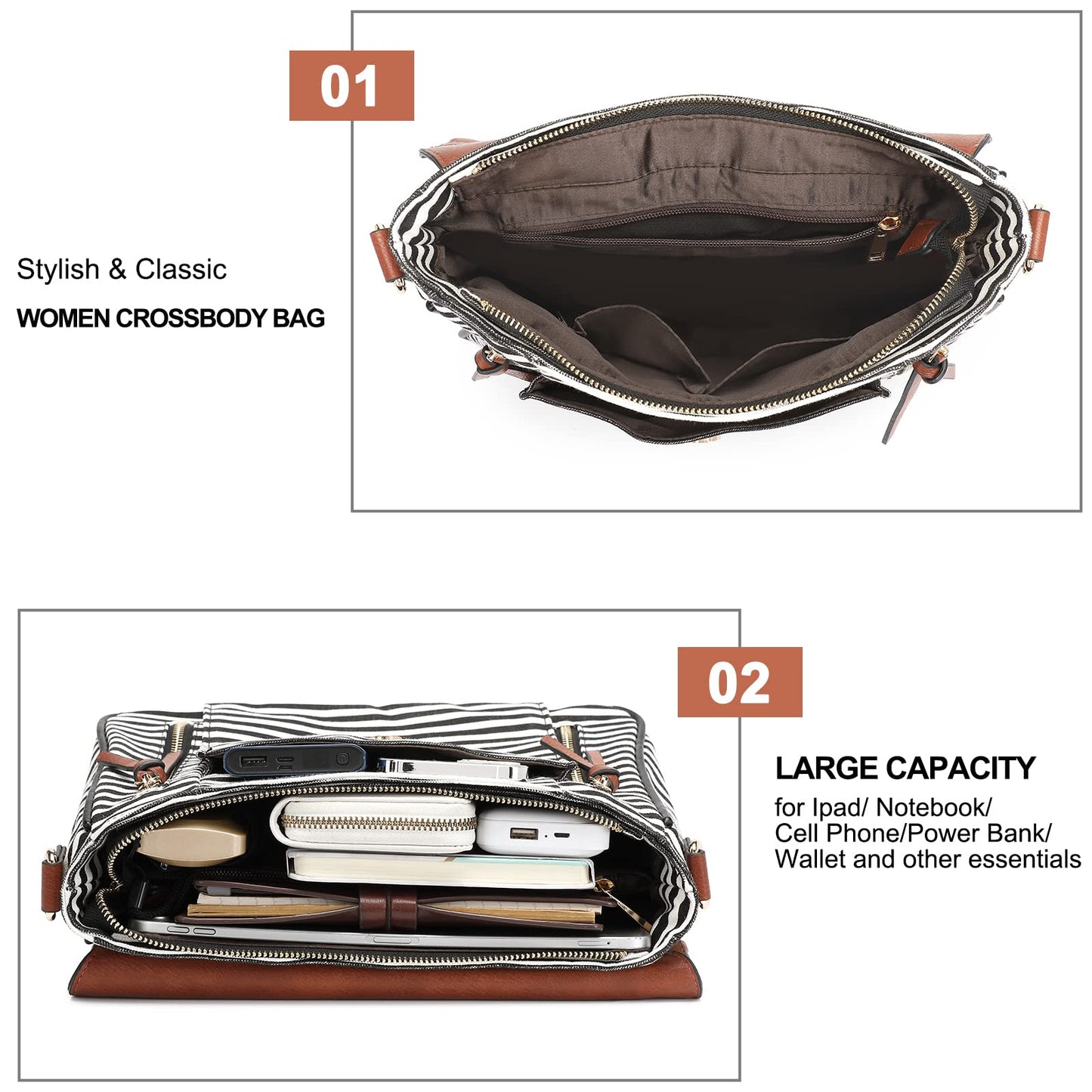 Crossbody Bags for Women, Large Capacity Canvas Travel Purses and Handbags for Women, Shoulder Messenger Bag for Daily Use