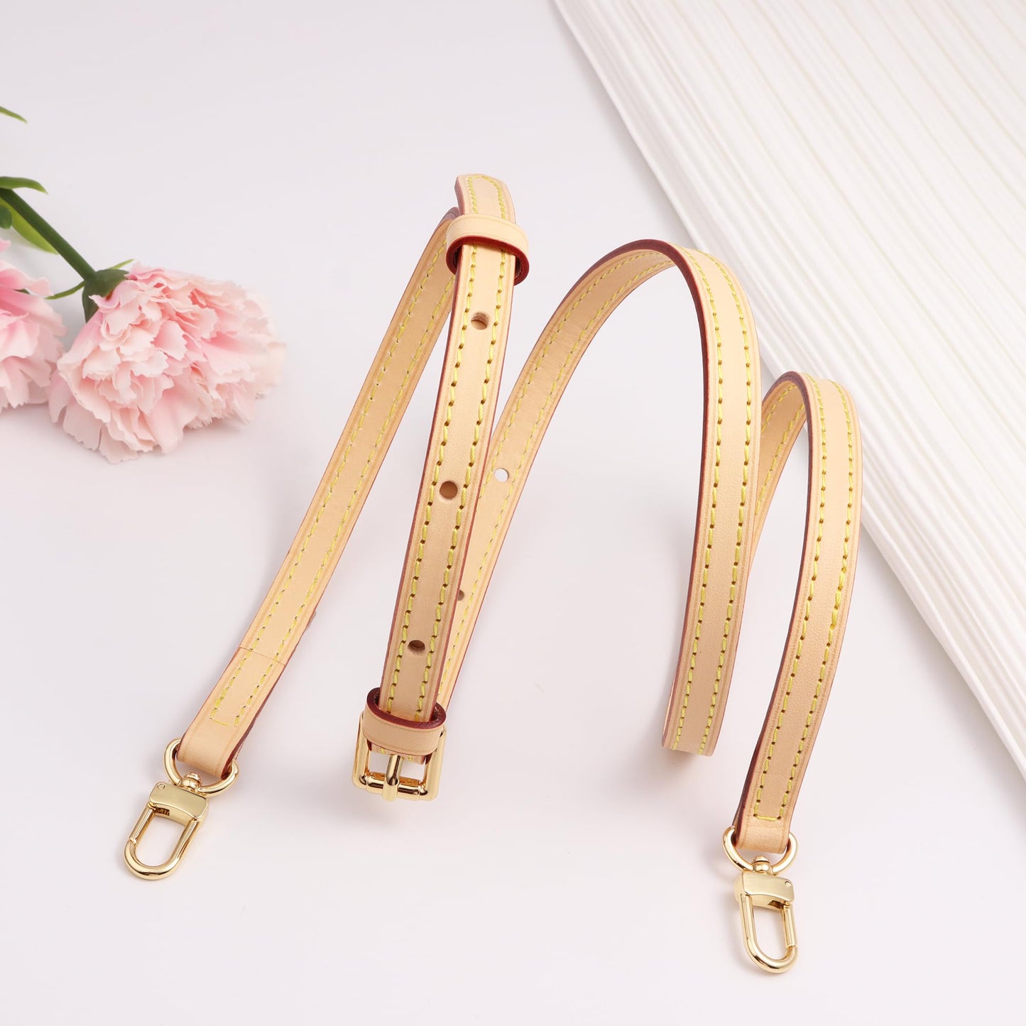 COLSEEY Genuine Vachetta Leather Crossbody strap Genuine leather Adjustable Replacement Strap for Shoulder Bag Handbag Purse(0.47 Inch Width Adjustalbe)