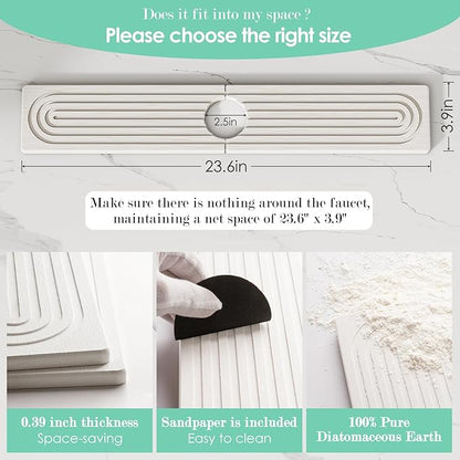 Stone Faucet Mat for Kitchen Sink, Diatomite Drying Stone Tray & Sink Protector