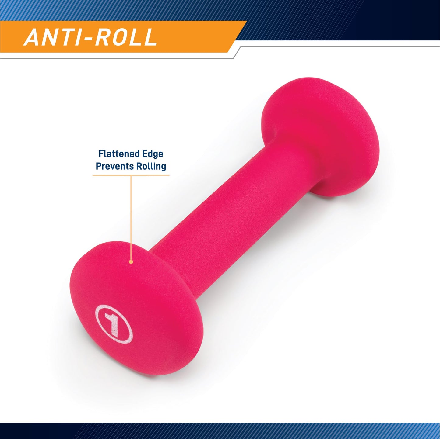 Marcy Neoprene Dumbbell, Single Piece, 1-lb, Fuchsia
