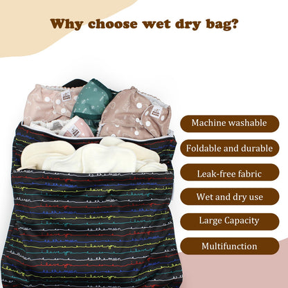 Mama Koala Reusable Hanging Wet Dry Bags for Baby Items, Cloth Diapers, Swimsuits, Travel, Gym Clothes, Beach, Pump Parts, Toiletries, Two Zippered Pockets, 2 Pack (W006L)