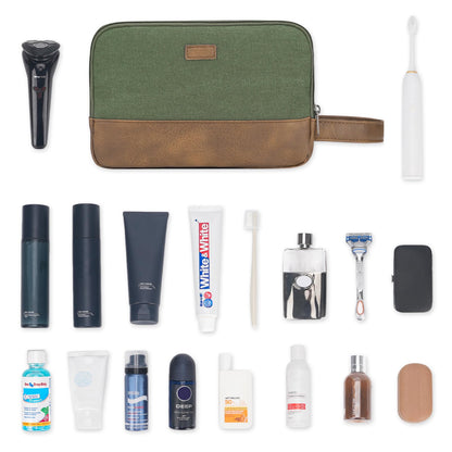 WANDF Travel Toiletry Bag for Men Large Toiletries Shaving Bag Water Resistant Hanging Dopp Kit Travel Accessories Bag for Women Men (Green)