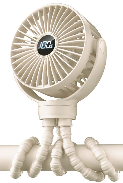KIDEE Portable Stroller Fan, Mini Baby Fans Battery Operated, LED Display with 3 Speeds, Small Clip on Fan Desk Fans USB Rechargeable, Personal Handheld fans Fan for Travel Outdoor, Children Gifts