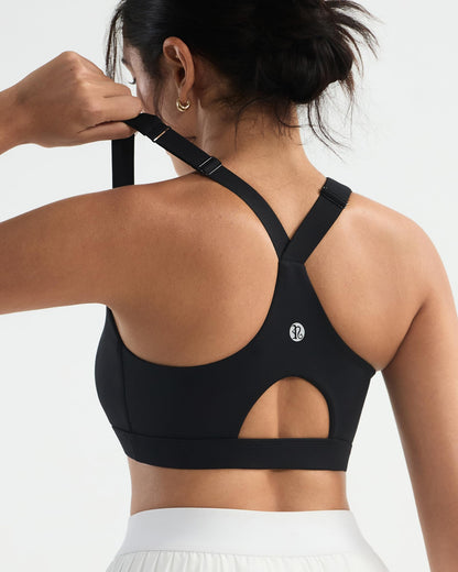 RUNNING GIRL High Impact Sports Bras for Women, High Support Running Adjustable Sports Bra Molded Cup Strappy Sports Bras(WX3150 Black M)