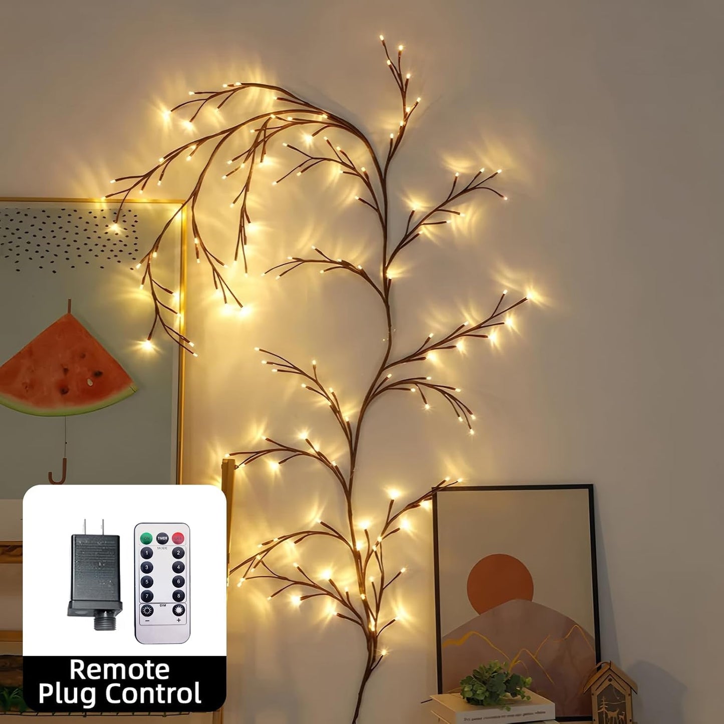 XINXIANLIAN Willow Vine Lights for Wall Decor, Fairy Lights with Vines, Artificial Plant Lighting Tree Branch, 8 Flashing Modes for Wall/House/Bedroom Decoration (144LED)