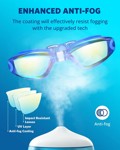 Aegend Swim Goggles, Swimming Goggles No Leaking Anti Fog UV Protection Triathlon Swim Goggles with Free Protection Case for Adult Men Women Youth Kids Child, 9 choices