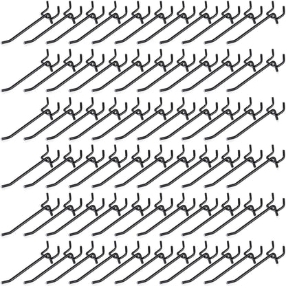 Shimeyao 100 Pcs Peg Board Shelving Hooks Stainless Steel Hanging Board Pegs Wall Display Hooks Bulk for 1/8 1/4 Garage Storage Organizer Accessories (4 Inch,Black)