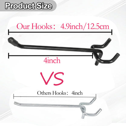 Hogurity 80 Pack 4 Inch Black Pegboard Hooks,Extra Thick 1/4" Heavy Duty Peg Board Hooks for Hanging, Pegboard Accessories for Garage, Kitchen, Gym, Store Wall Organizer